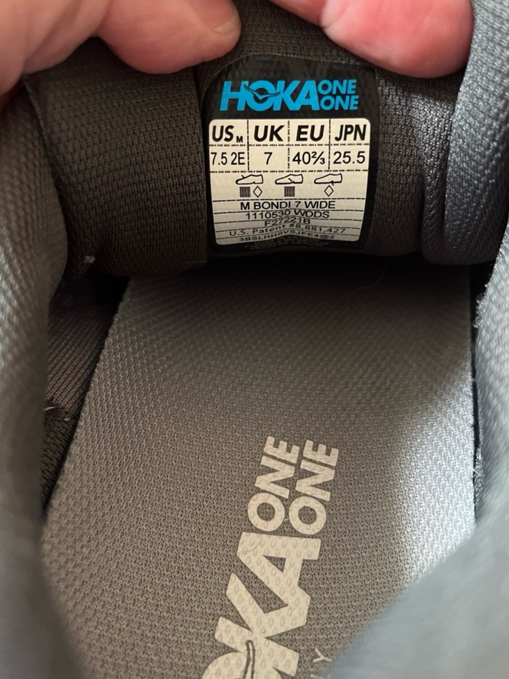 HOKA one one Bondi Men's Gray Running Shoes - Picture 5 of 6